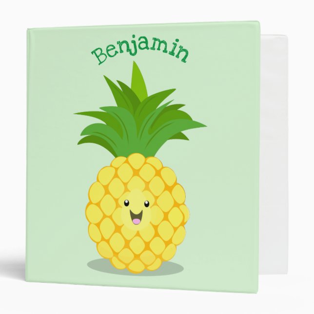 Cute pineapple cartoon illustration 3 ring binder (Front/Inside)