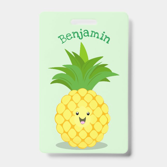Cute pineapple cartoon illustration badge (Front)