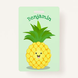 Cute pineapple cartoon illustration badge