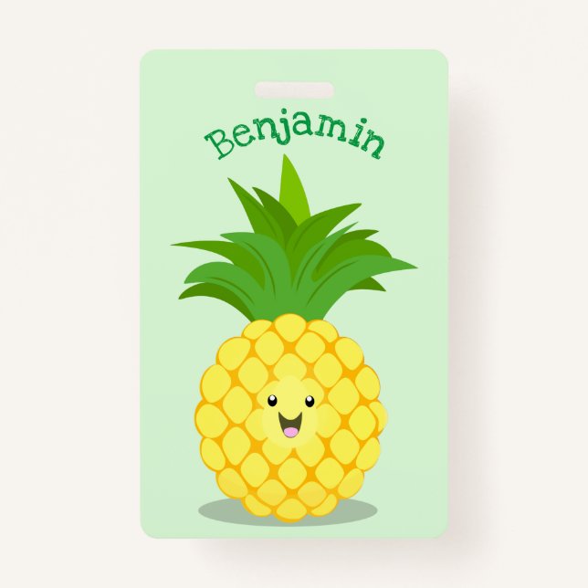 Cute pineapple cartoon illustration badge (Front)