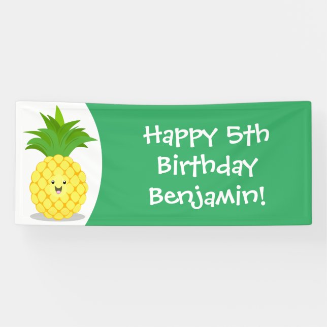 Cute pineapple cartoon illustration banner (Horizontal)