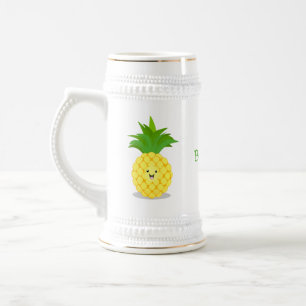 Cute pineapple cartoon illustration beer stein