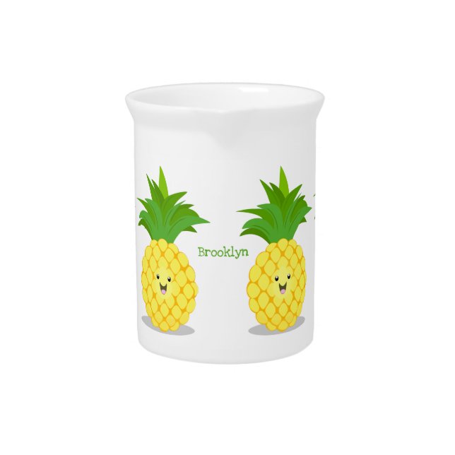 Cute pineapple cartoon illustration beverage pitcher (Front)