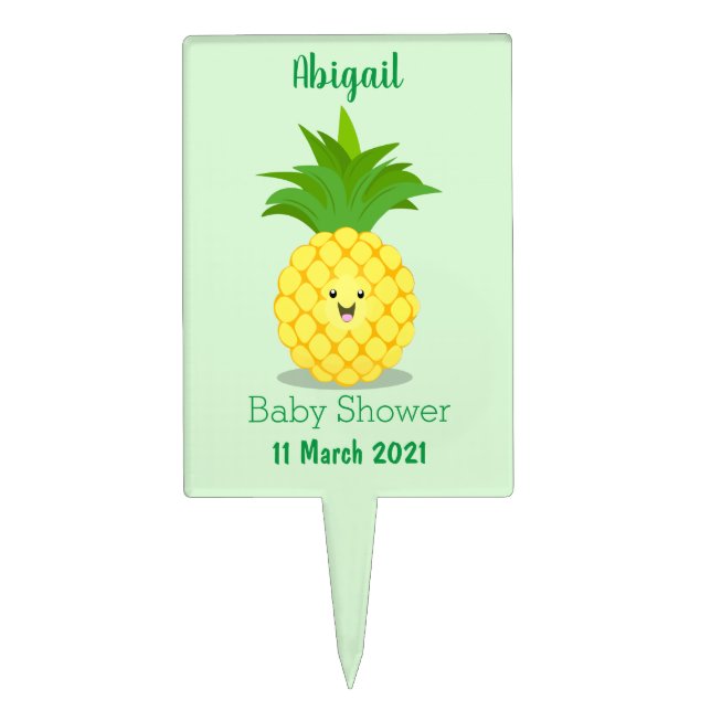 Cute pineapple cartoon illustration cake topper (Front)