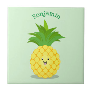 Cute pineapple cartoon illustration ceramic tile