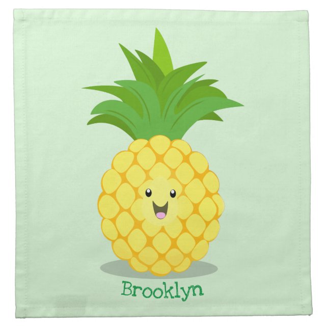 Cute pineapple cartoon illustration cloth napkin (Front)