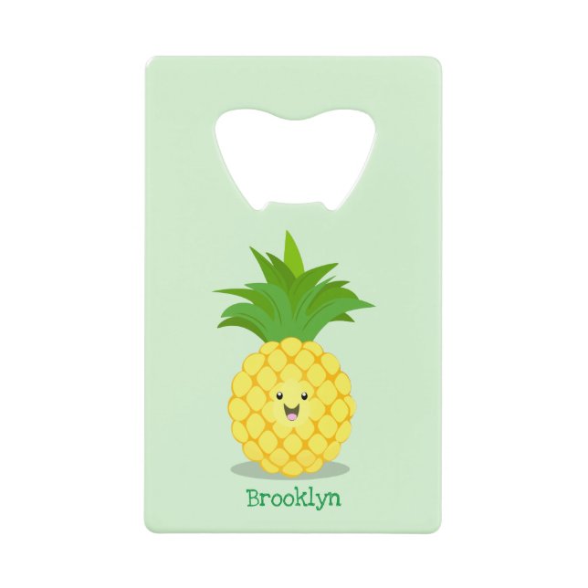 Cute pineapple cartoon illustration credit card bottle opener (Front)