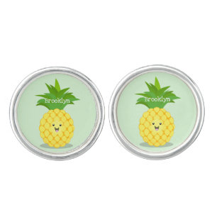 Cute pineapple cartoon illustration cufflinks