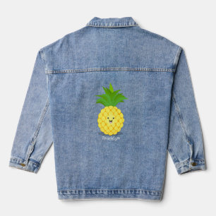 Cute pineapple cartoon illustration denim jacket