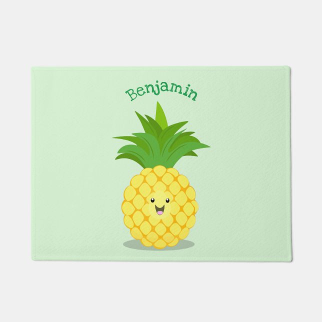 Cute pineapple cartoon illustration doormat (Front)