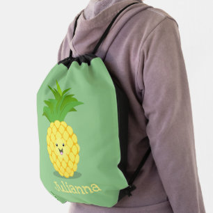 Cute pineapple cartoon illustration drawstring bag