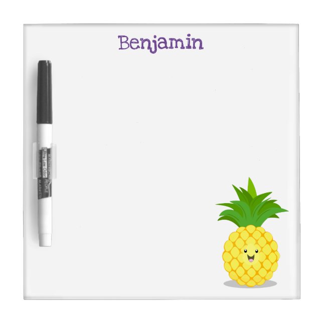 Cute pineapple cartoon illustration dry erase board (Front)