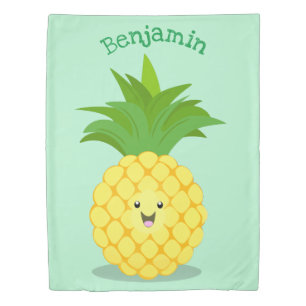 Cute pineapple cartoon illustration duvet cover