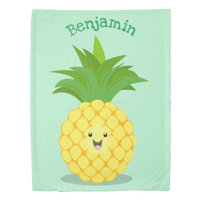 Cute pineapple cartoon illustration duvet cover (Front)