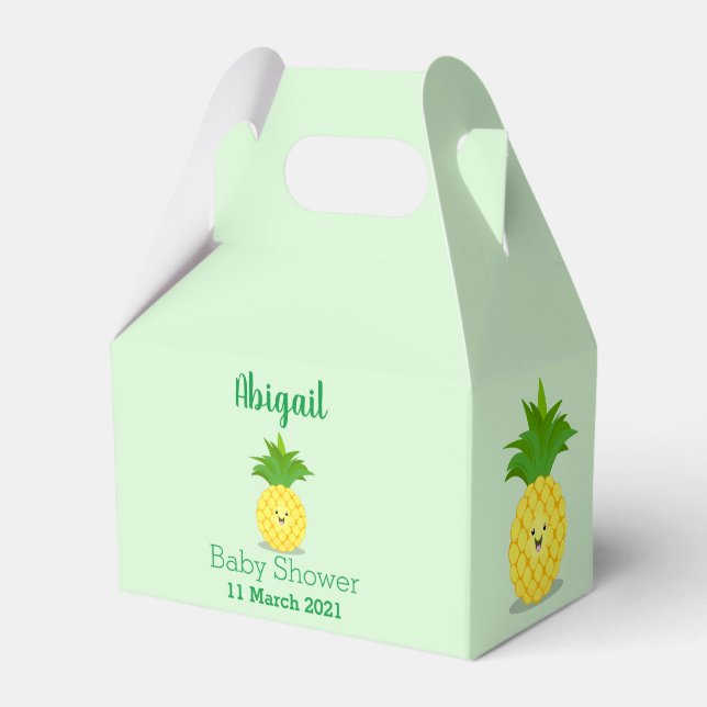 Cute pineapple cartoon illustration favor boxes (Front Side)