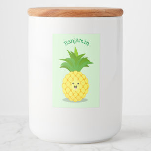 Cute pineapple cartoon illustration food label