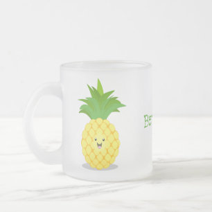 Cute pineapple cartoon illustration frosted glass coffee mug