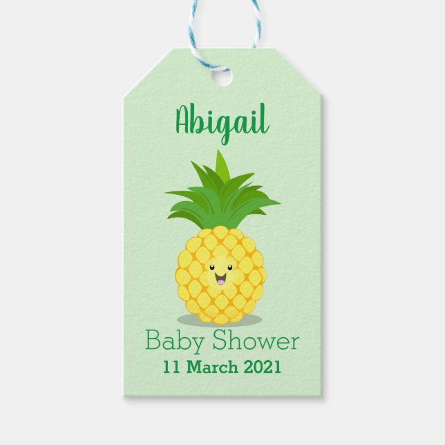 Cute pineapple cartoon illustration  gift tags (Front)