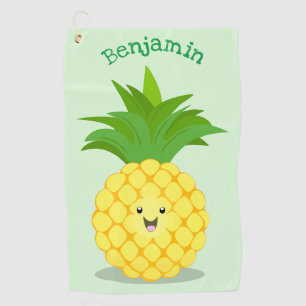 Cute pineapple cartoon illustration  golf towel