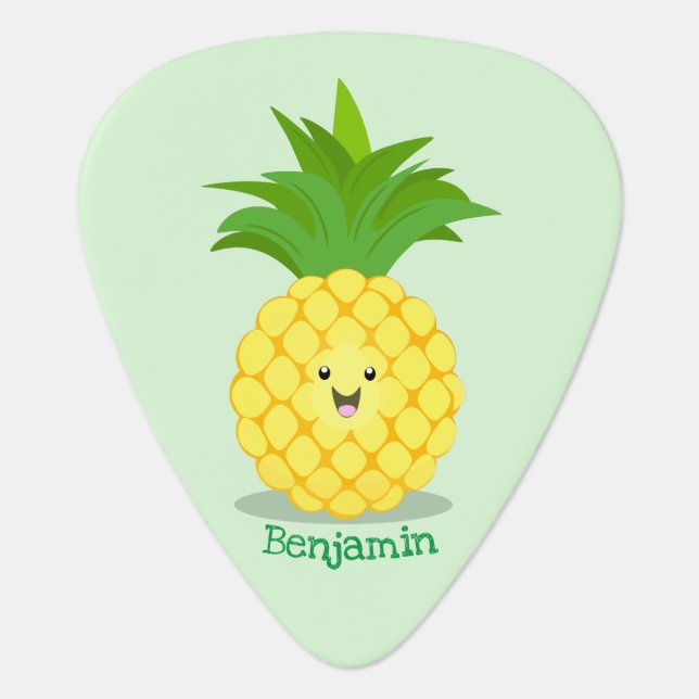 Cute pineapple cartoon illustration  guitar pick (Front)