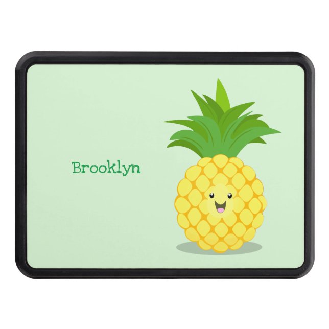 Cute pineapple cartoon illustration hitch cover (Front)