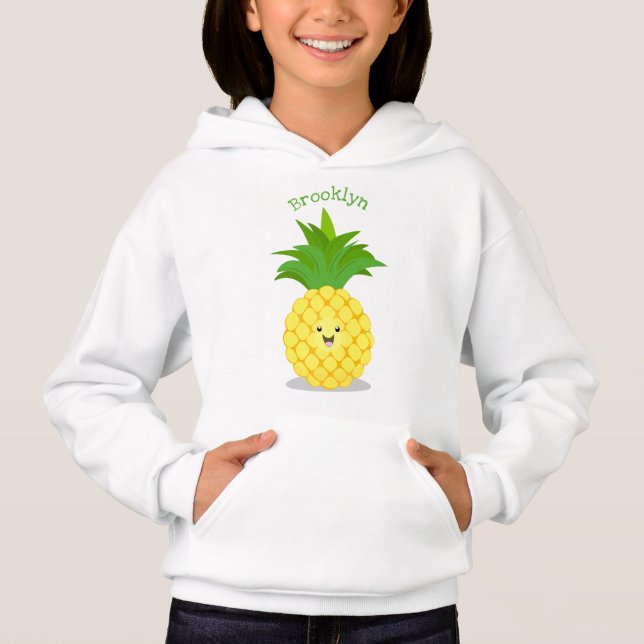 Cute pineapple cartoon illustration hoodie (Front)