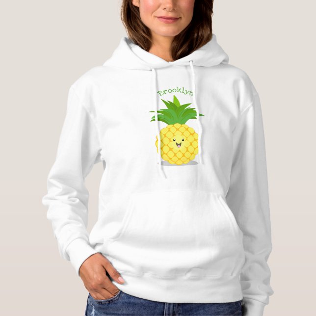 Cute pineapple cartoon illustration hoodie (Front)