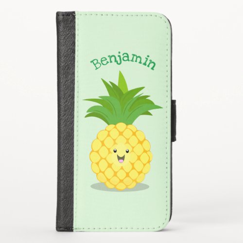 Cute pineapple cartoon illustration iPhone x wallet case