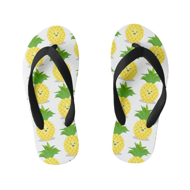 Cute pineapple cartoon illustration kid's flip flops (Footbed)