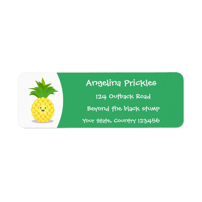 Cute pineapple cartoon illustration label (Front)