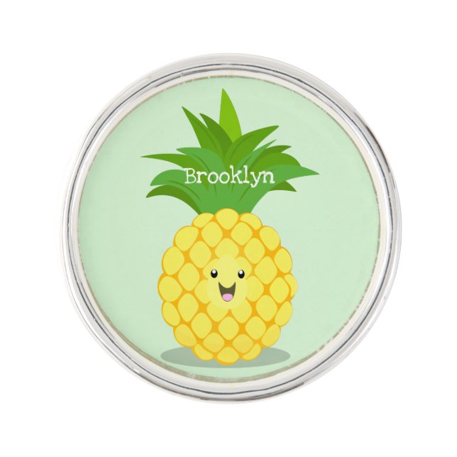 Cute pineapple cartoon illustration lapel pin (Front)