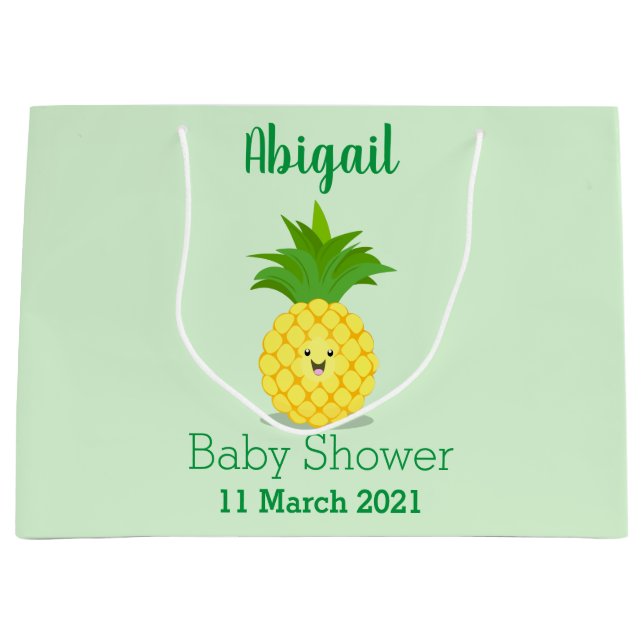 Cute pineapple cartoon illustration large gift bag (Front)