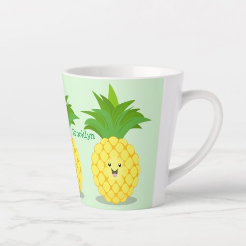 Cute pineapple cartoon illustration latte mug