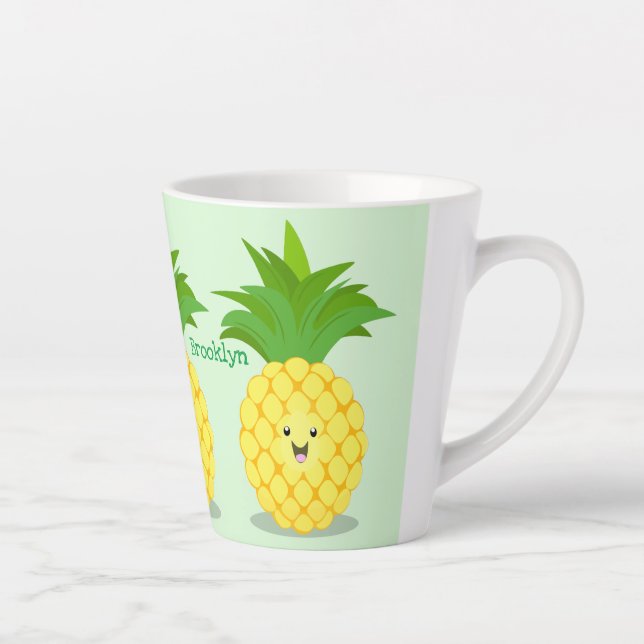 Cute pineapple cartoon illustration latte mug (Right)