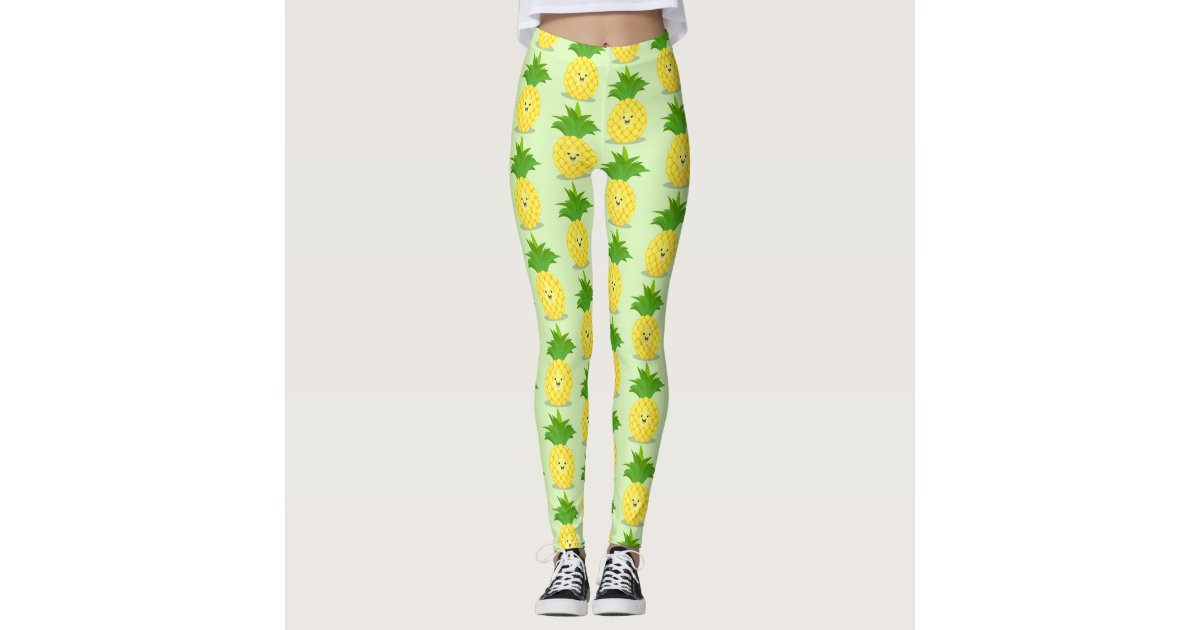 Unique Girl's Cartoon Pineapple Fruit Printing Yoga Sports Ninth Skinny  Legging, Fashion Leggings