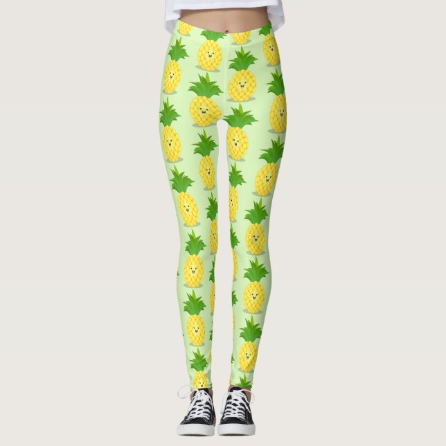 Cute pineapple cartoon illustration leggings (Front)