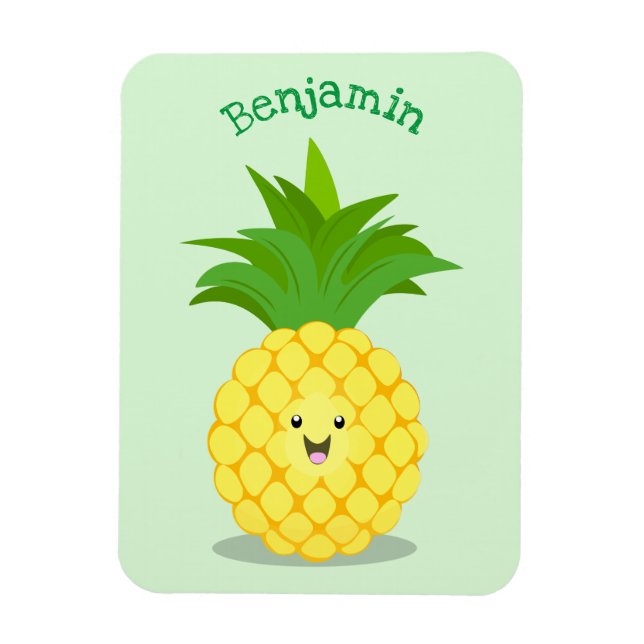 Cute pineapple cartoon illustration magnet (Vertical)