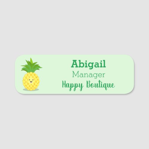 Cute pineapple cartoon illustration  name tag