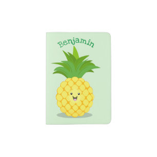 Cute pineapple cartoon illustration passport holder