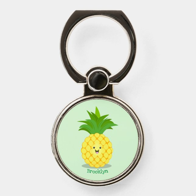 Cute pineapple cartoon illustration phone ring stand (Front)