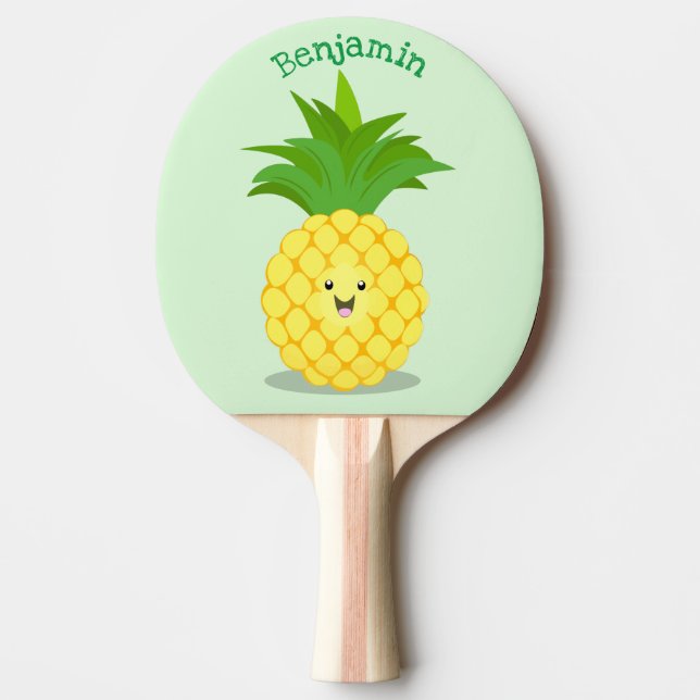 Cute pineapple cartoon illustration ping pong paddle (Front)
