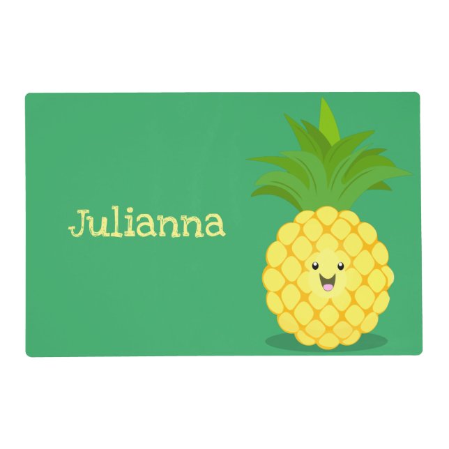 Cute pineapple cartoon illustration placemat (Front)