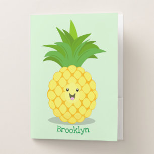Cute pineapple cartoon illustration pocket folder