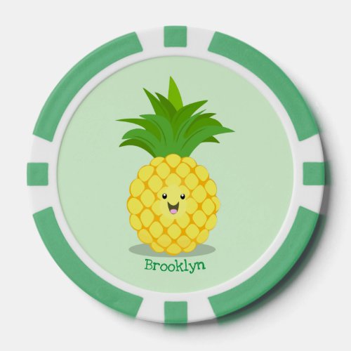 Cute pineapple cartoon illustration poker chips