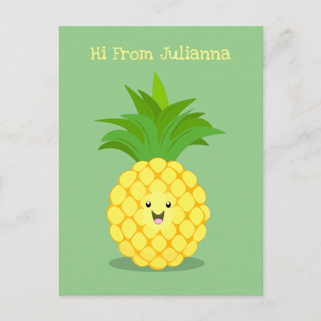 Cute pineapple cartoon illustration postcard (Front)