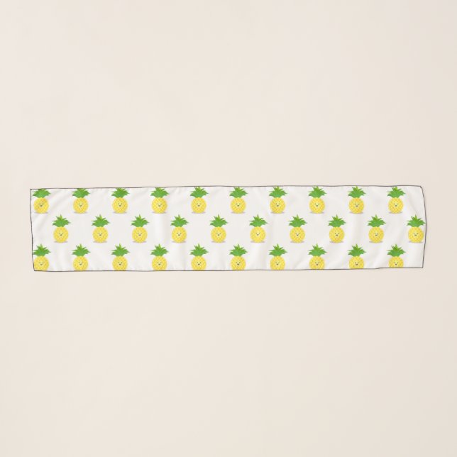 Cute pineapple cartoon illustration scarf (Front (Horizontal))
