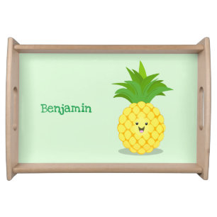 Cute pineapple cartoon illustration serving tray