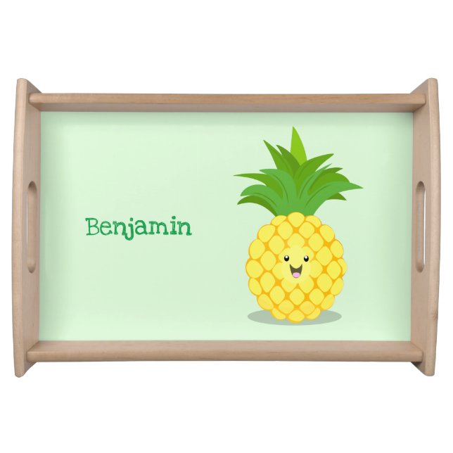 Cute pineapple cartoon illustration serving tray (Front)