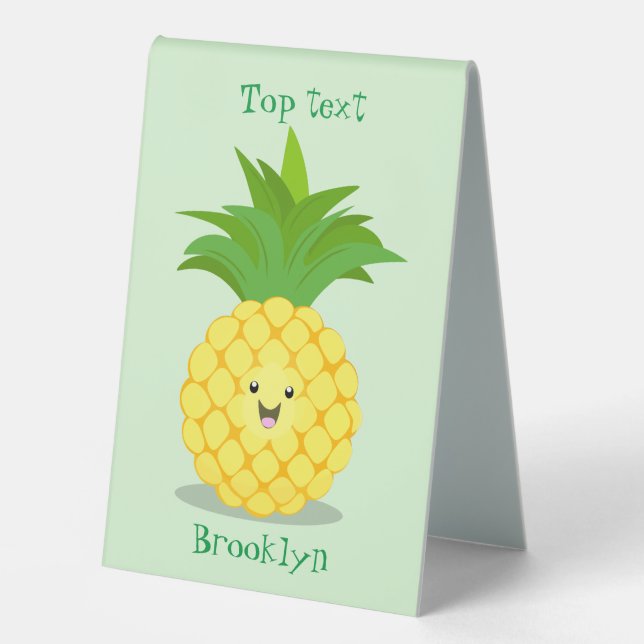 Cute pineapple cartoon illustration table tent (Front)