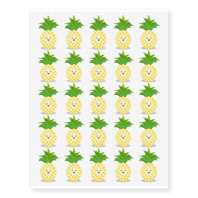 Cute pineapple cartoon illustration temporary tattoos (Front)